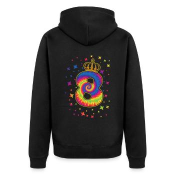 Tie-dye 8. Geburtstagsfeier 8 Jahre Alter - Unisex Premium Bio Zip Hoodie - Schwarz - Hinten - Nico (187cm)