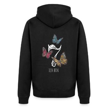 Siebter Geburtstag 7. Geburtstagshirt - Unisex Premium Bio Zip Hoodie - Schwarz - Hinten - Nico (187cm)