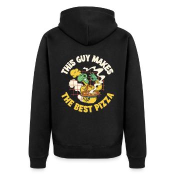 This Guy Makes The Best Pizza Pizza Gift - Unisex Premium Organic Zip Hoodie - black - Back - Nico (187cm)