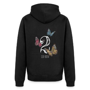 Zweiter Geburtstag 2. Geburtstagshirt - Unisex Premium Bio Zip Hoodie - Schwarz - Hinten - Nico (187cm)