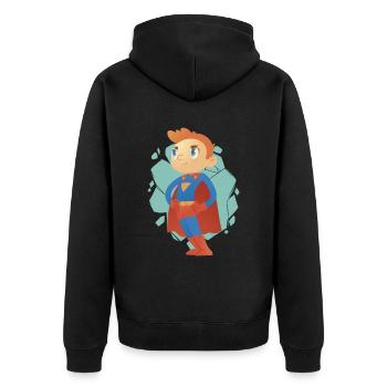 Cartoon Superhero Boy - Sauver le monde pour les enfants - Veste à capuche bio Premium Unisexe - noir - Dos - Nico (187cm)