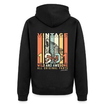 July 1991 Gift idea - Unisex Premium Organic Zip Hoodie - black - Back - Nico (187cm)