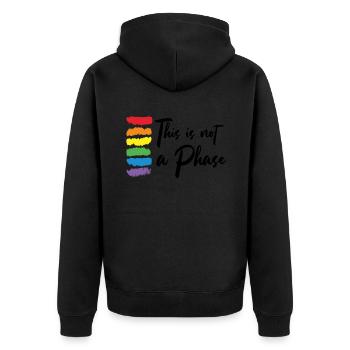 This Is Not A Phase Gay Pride Month | LGBT - Unisex Premium Bio Zip Hoodie - Schwarz - Hinten - Nico (187cm)