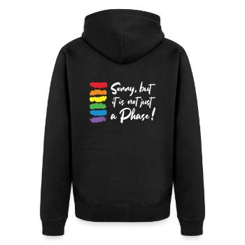 Sorry, but it is Not just A Phase Gay Pride LGBT - Unisex Premium Bio Zip Hoodie - Schwarz - Hinten - Nico (187cm)