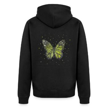 Schmetterling Schmetterlinge Gärtnerin - Unisex Premium Bio Zip Hoodie - Schwarz - Hinten - Nico (187cm)