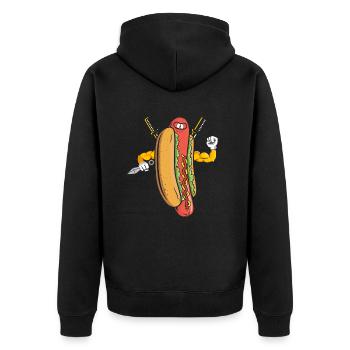Hot Dog Ninja Karate Warrior Japan Geschenk - Unisex Premium Bio Zip Hoodie - Schwarz - Hinten - Nico (187cm)