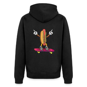 Hot Dog Skateboarder Skateboard skateboarding skateboard - Unisex Premium Organic Zip Hoodie - black - Back - Nico (187cm)