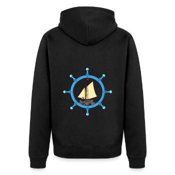 Maritim Grim Reaper Sailor Sailing Ship Steering Wheel - Unisex Premium Organic Zip Hoodie - black - Back - Nico (187cm)