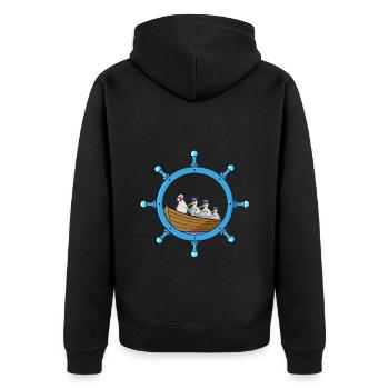 Volant maritime Grand-mère Poulet Détresse Bateau à rames - Veste à capuche bio Premium Unisexe - noir - Dos - Nico (187cm)