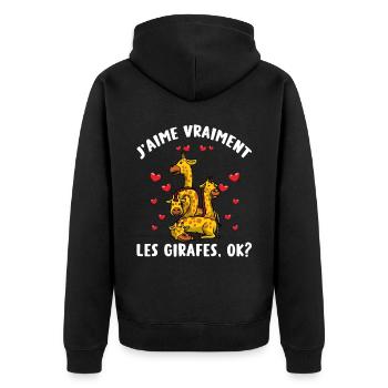J'aime Vraiment Les Girafes - Veste à capuche bio Premium Unisexe - noir - Dos - Nico (187cm)