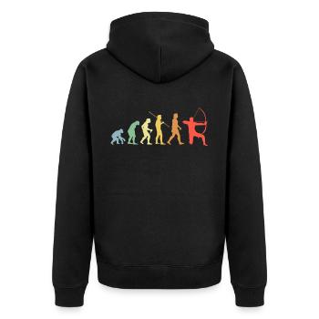 Bow Evolution Retro Archery Archer - Unisex Premium Organic Zip Hoodie - black - Back - Nico (187cm)