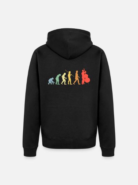 Kontrabass Evolution Retro Chello Chellospieler - Unisex Premium Bio Zip Hoodie - Schwarz