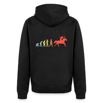 Pferd Und Bogen Evolution Retro Reiten Geschenk - Unisex Premium Bio Zip Hoodie - Schwarz - Hinten - Nico (187cm)