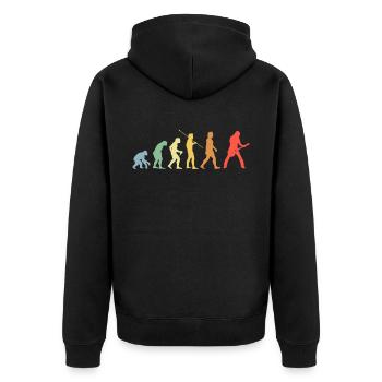 E-Gitarre Evolution Retro Musik Gitarrist - Unisex Premium Bio Zip Hoodie - Schwarz - Hinten - Nico (187cm)
