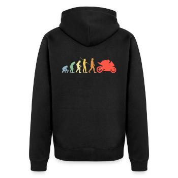Rennmaschine Evolution Retro Motorrad Geschenk - Unisex Premium Bio Zip Hoodie - Schwarz - Hinten - Nico (187cm)