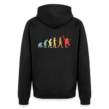 Skateboard Evolution Retro Skateboarding Skater - Unisex Premium Bio Zip Hoodie - Schwarz - Hinten - Nico (187cm)