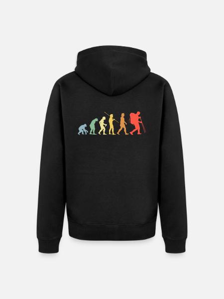 Wandern Evolution Retro Berglauf Wanderer - Unisex Premium Bio Zip Hoodie - Schwarz