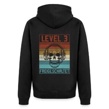 3. Geburtstag Gamer Level 3 Jahre - Unisex Premium Bio Zip Hoodie - Schwarz - Hinten - Nico (187cm)