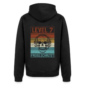 7. Geburtstag Gamer Level 7 Jahre - Unisex Premium Bio Zip Hoodie - Schwarz - Hinten - Nico (187cm)