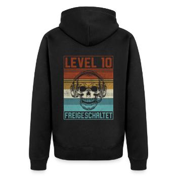 10. Geburtstag Gamer Level 10 Jahre - Unisex Premium Bio Zip Hoodie - Schwarz - Hinten - Nico (187cm)