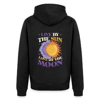 Live from the sun Love from the moon - Unisex Premium Organic Zip Hoodie - black - Back - Nico (187cm)