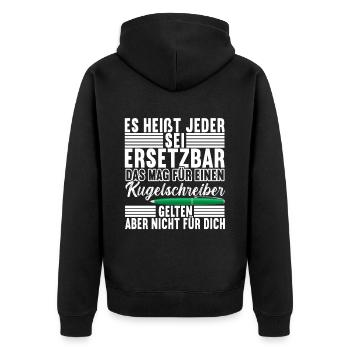 Abschiedsgeschenk Jobwechsel Kollege - Unisex Premium Bio Zip Hoodie - Schwarz - Hinten - Nico (187cm)