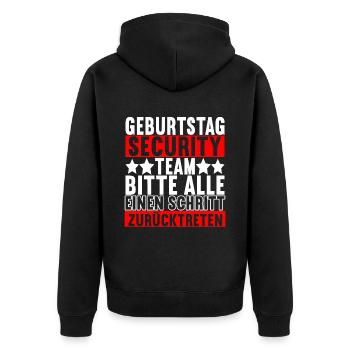 Bruder Geburtstag - Unisex Premium Bio Zip Hoodie - Schwarz - Hinten - Nico (187cm)