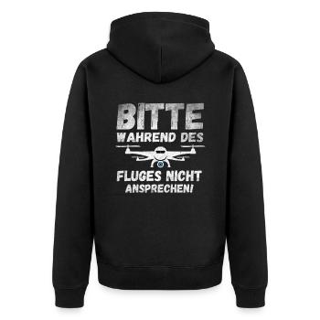 Drohne Drohnenpilot Quadrokopter Pilot - Unisex Premium Bio Zip Hoodie - Schwarz - Hinten - Nico (187cm)