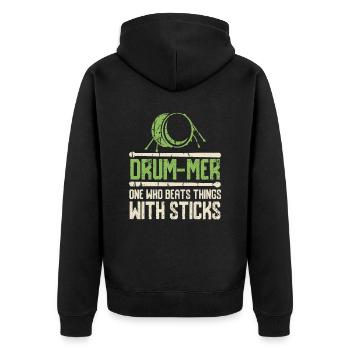 Spielmannszug Fanfarenzug Trommeln Trommler - Unisex Premium Bio Zip Hoodie - Schwarz - Hinten - Nico (187cm)