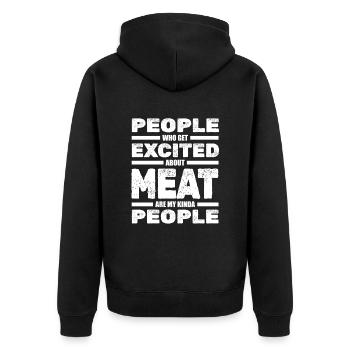 Fleischer Metzger Schlachter - Unisex Premium Bio Zip Hoodie - Schwarz - Hinten - Nico (187cm)