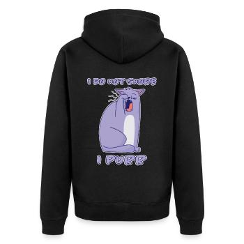 Purring Snoring Funny Saying Cat Gift - Unisex Premium Organic Zip Hoodie - black - Back - Nico (187cm)