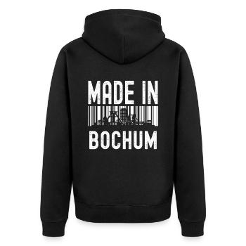 Bochum - Unisex Premium Bio Zip Hoodie - Schwarz - Hinten - Nico (187cm)