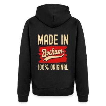 Bochum - Unisex Premium Bio Zip Hoodie - Schwarz - Hinten - Nico (187cm)