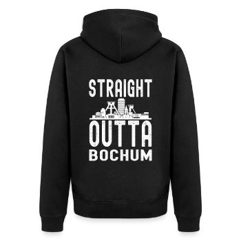 Bochum - Unisex Premium Bio Zip Hoodie - Schwarz - Hinten - Nico (187cm)