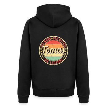 Tomas Der Mann Der Mythos Die Legende - Unisex Premium Bio Zip Hoodie - Schwarz - Hinten - Nico (187cm)