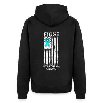 Myasthenia gravis awareness american flag - Unisex Premium Organic Zip Hoodie - black - Back - Nico (187cm)