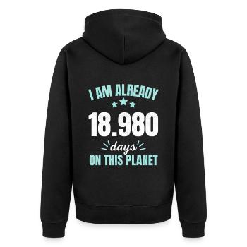Déjà 18980 Jours sur cette planète 52ème anniversaire - Veste à capuche bio Premium Unisexe - noir - Dos - Nico (187cm)