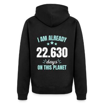 Déjà 22630 jours sur cette planète 62ème anniversaire - Veste à capuche bio Premium Unisexe - noir - Dos - Nico (187cm)