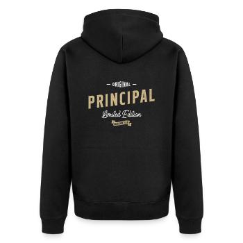 Principal Funny Job Title Profession Birthday - Unisex Premium Organic Zip Hoodie - black - Back - Nico (187cm)