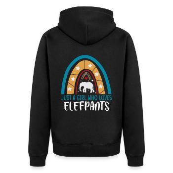Juste une fille qui aime le design pour les éléphants - Veste à capuche bio Premium Unisexe - noir - Dos - Nico (187cm)