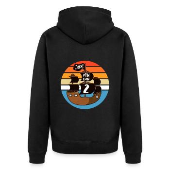 Kinder 2 Jahre Geburtstag Junge Totenkopf Pirat - Unisex Premium Bio Zip Hoodie - Schwarz - Hinten - Nico (187cm)
