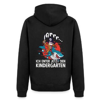 Kinder Schulkind Kindergarten Pirat Kapitän - Unisex Premium Bio Zip Hoodie - Schwarz - Hinten - Nico (187cm)