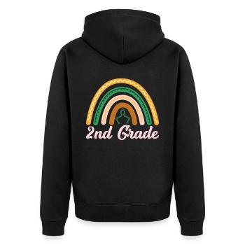 2nd class Leopard Rainbow Design for students and - Unisex Premium Organic Zip Hoodie - black - Back - Nico (187cm)