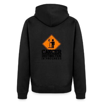 Krebszerstörung im Gange - Krankenhaus - Unisex Premium Bio Zip Hoodie - Schwarz - Hinten - Nico (187cm)