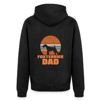 Fox Terrier Dad - Unisex Premium Organic Zip Hoodie - black - Back - Nico (187cm)