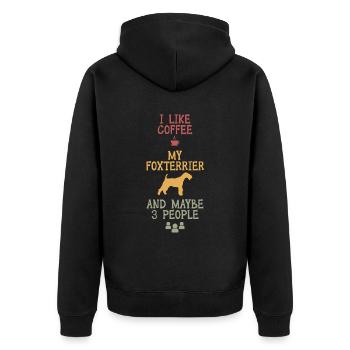 J’aime le café mon foxterrier et peut-être 3 personnes - Veste à capuche bio Premium Unisexe - noir - Dos - Nico (187cm)