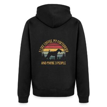 J’aime le café mon foxterrier et peut-être 3 personnes - Veste à capuche bio Premium Unisexe - noir - Dos - Nico (187cm)