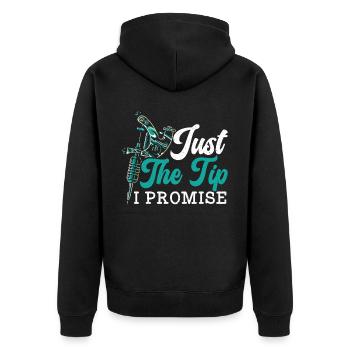 Just The Tip I Promise Tattoo Tattooing Ink Junkie - Unisex Premium Organic Zip Hoodie - black - Back - Nico (187cm)