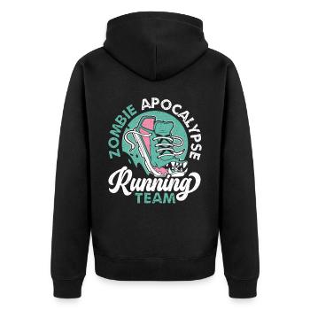 Zombie Apocalypse Running Team Halloween - Unisex Premium Bio Zip Hoodie - Schwarz - Hinten - Nico (187cm)
