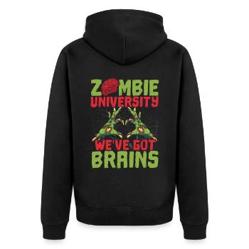 Zombie University Nous avons des cerveaux Trick Or Treat - Veste à capuche bio Premium Unisexe - noir - Dos - Nico (187cm)